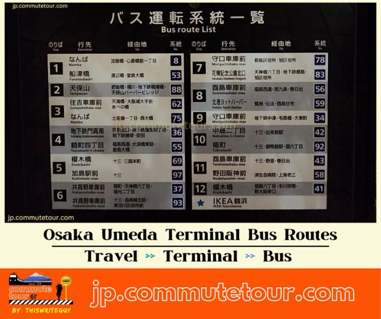 Osaka Station Bus Terminal Schedule, Bus Route and Map Umeda Japan